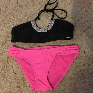 black and pink bikini